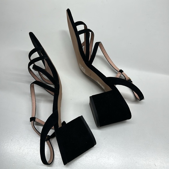 J Crew Odette Heeled Sandals Shoes Ankle Strap Open Toe Suede Black Size 11 - Picture 6 of 8